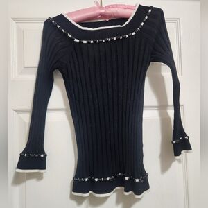Belldini Black Ribbed Knit Top Medium